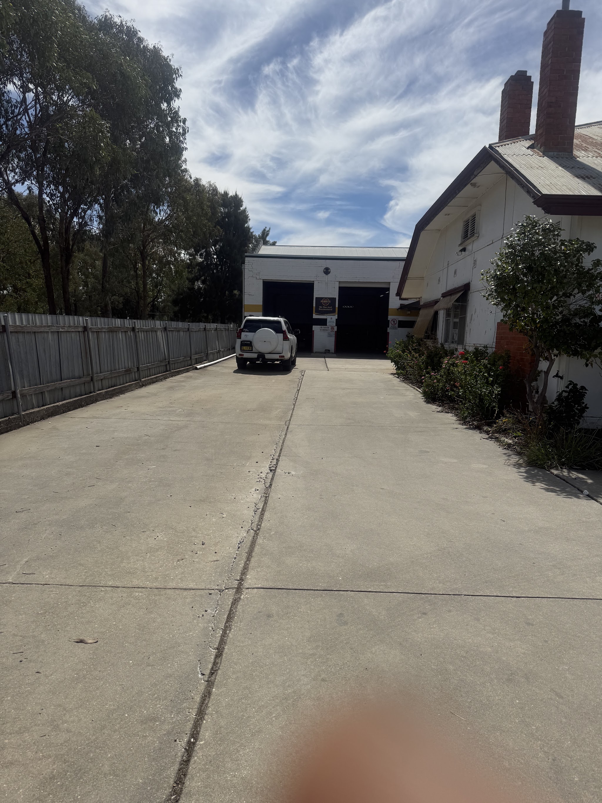 The driveway leading in to the Albury Auto Solutions workshop